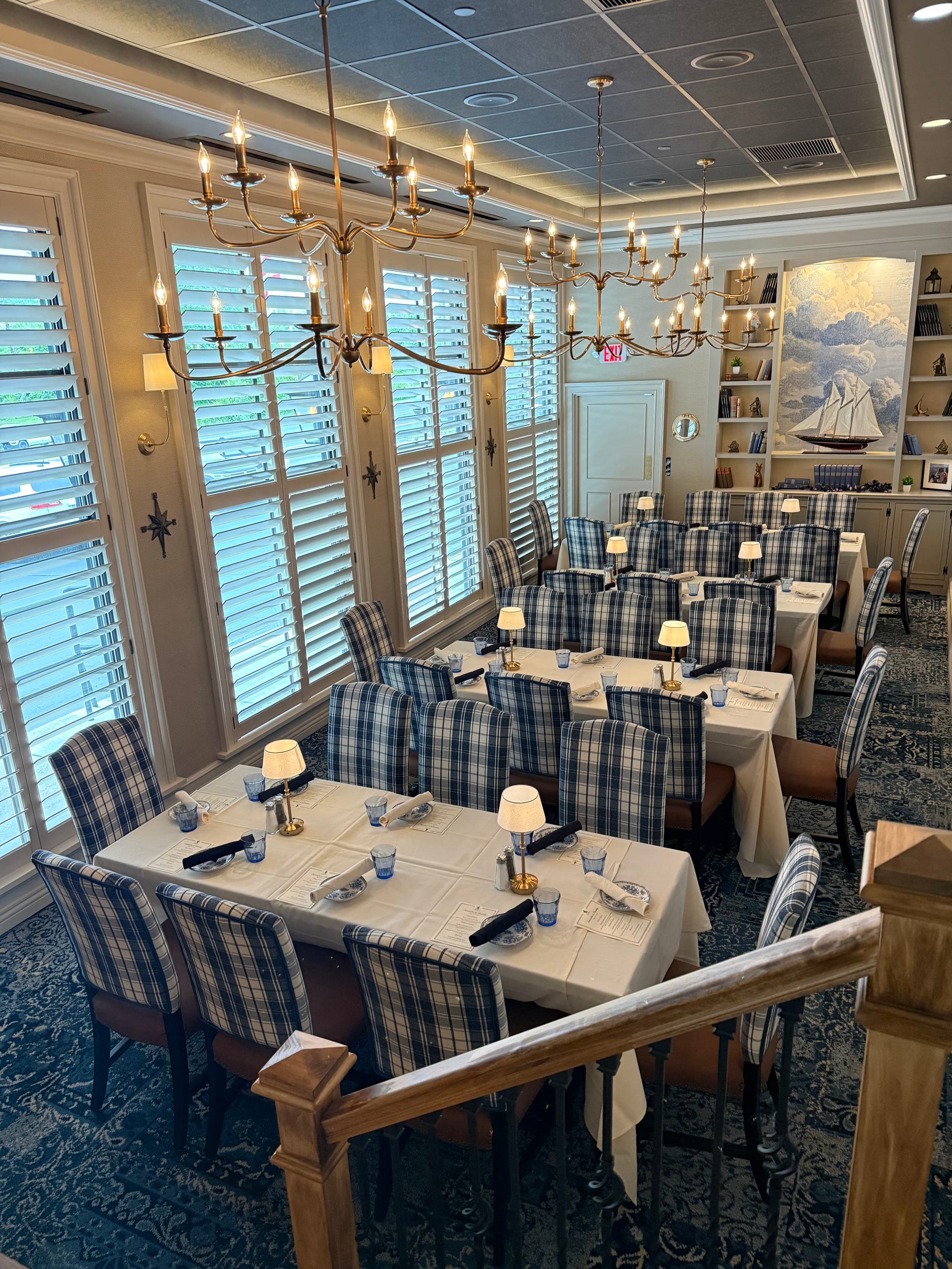 The Britannia Room set for an intimate private dinner with maritime decor at Crown Tavern in Glen Mills, PA